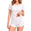 WKTRSM Pigiama Donna Estivo Pigiama Corto Donna Pigiami 2 Pezzi con Pantaloncini Pigiami Casual da Casa Traspirante e Confortevole Taglie S-XL