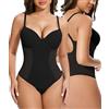 SHAPERIN Donna Body Modellante con Reggiseno Integrato Shapewear Bodysuit Guaina Contenitiva Senza Schienale Body Snellente Nero XXL
