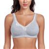 Curyon Reggiseno Classico in Cotone per Donna Senza Ferretto con Sostegno Forte Taglie Grandi 32 Ganci e Occhielli Senza Imbottitura Morbido ed Elastico Reggiseno Senza Ferretto Grigio 8B