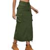 FaroLy Gonna Donna Y2K Denim Cargo Gonna Lunga di Linea con Coulisse Regolabile e Tasca con Patta, con Tasca (Color : Green, Size : L)