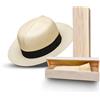 Montecuador Cappello Panama Authentic|Montecristi|Roll Up| Cappello da viaggio|Optimo Colonial|Unisex|Paglia Toquilla + scatola di legno da viaggio