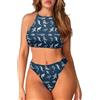 Suhoaziia Sexy due pezzi bikini set per le donne vintage collo alto costumi da bagno costumi da bagno con spalline regolabili