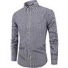 YOSUWOAI Camicia a maniche lunghe a quadri, per il tempo libero, in cotone, tradizionale, bavarese, per feste e costumi tradizionali, a quadretti, a maniche lunghe, slim a quadri, O nero., L