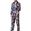 ZiXing Uomo Raso Pigiama Due Pezzi Camicia Pizzo Vestaglia di Raso Set Pantaloncini Blu Reale X-Large