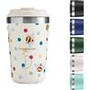 Chilly's Original Tazza da Caffè - Tazza Termica da Viaggio per Bevande Fredde e Calde - Con Coperchio - Tazza Isolata Sottovuoto a Doppia Parete - Acciaio Inox - 340ml - Polka Dot & Bees