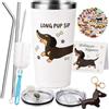 SneiDr Bassotto Tazza Termica 20oz Acciaio Inox 304 Gli Amanti Dei Bassotti | Tazza da Caffè To Go con Paglia Cannuccia Coperchio Adesivi Portachiavi Biglietto d'Auguri Regali Bassotti per Donna Uomo