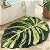 DEXI Tappeto Bagno Antiscivolo 80 x 120 cm, Tappetino Bagno Super Assorbente con Motivo Foglia di Monstera, Lavabile in Lavatrice, Decorazione Tropicale per Doccia, Verde scuro
