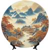 ZSUUGJ Paesaggio cinese Pittura 10 Pollici Ceramica Display Piatto di Visualizzazione Della Casa Con Il Supporto Appeso A Parete Piastra