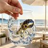 Generic Bicchieri artigianali a forma di polpo con anelli blu, calici da vino senza stelo con polpi 3D, bicchieri da bar in vetro con animali marini fatti a mano, decorazione per la casa costiera, regalo per