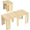 HOMCOM Tavolo da Pranzo Pieghevole e Allungabile in Truciolato, 60-180x85x75 cm, Legno Naturale | Aosom Italy