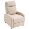 HOMCOM Poltrona Relax Reclinabile Manuale 135° con Poggiapiedi in Tessuto, Beige | Aosom Italy