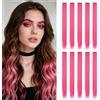 REEKNOKOL 10 Estensioni Clip Capelli Rosa, 56 cm, Extensions Lisce Sintetiche per Donne e Ragazze, Uso Quotidiano e Feste