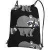 YYHHAOFA Raccoon Prints, zaino con coulisse e cerniera, leggero, impermeabile, con tasca frontale, per viaggi, sport e yoga