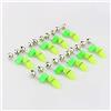 Hominas Accessorio per la Pesca Notturna Luce a LED Punta per Asta Anello per Pesci Morso Campane Doppie Resistente all'Acqua Verde Argento Confezione 10