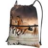 YYHHAOFA Horses Prints - Zaino con cerniera e coulisse, leggero, impermeabile, con tasca frontale, per viaggi, sport e yoga