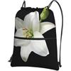 YYHHAOFA Beautif-Lily Prints, zaino con coulisse e cerniera, leggero, impermeabile, con tasca frontale, per viaggi, sport e yoga