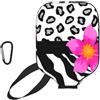 InOmak Pelle di Zebra e Ghepardo in Bianco e Nero e Fiore Rosa, Custodia Sportiva per Racchetta da Pickleball; Compatibile con Tutte Le Forme e Dimensioni di Racchetta.