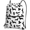 YYHHAOFA Zaino con cerniera e coulisse con stampa di cani neri, leggero e impermeabile, con tasca frontale, per viaggi, sport e yoga