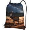 YYHHAOFA Elk in the Meadow Prints, zaino con cerniera e coulisse, leggero, impermeabile, con tasca frontale, per viaggi, sport e yoga