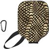 InOmak Pelle di Pitone Nero Dorato Africano Safari, Seppia, Custodia Sportiva per Racchetta da Pickleball; Compatibile con Tutte Le Forme e Dimensioni di Racchetta.