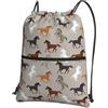 YYHHAOFA Zaino con cerniera e coulisse con stampa di cavalli, leggero, impermeabile, con tasca frontale, per viaggi, sport e yoga