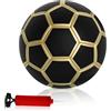 WIYETY Calcio taglia 5 con pompa ad aria: addensare palla ufficiale per bambini, unisex, ragazzi e adulti, interni ed esterni (oro nero)