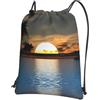 HJFCZH Beach Sunrise Prints, zaino con cerniera e coulisse, ultra resistente, impermeabile, per viaggi e sport, custodia leggera e pieghevole