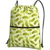 YYHHAOFA Sushi Dill Pickles Prints, zaino con cerniera e coulisse, leggero, impermeabile, con tasca frontale, per viaggi, sport e yoga