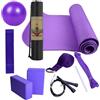 Generic Set yoga per principianti, kit yoga per principianti Tappetino da | Include banda di resistenza al lattice e banda di allungamento, attrezzatura per esercizi