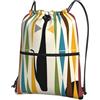 YYHHAOFA Mid-Century Modern Art Cat Prints Zaino con cerniera con coulisse - Borsa da viaggio impermeabile da palestra con tasca frontale e organizer interno