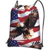 YYHHAOFA Zaino con cerniera e coulisse con stampa di aquila patriottica USA con bandiera americana, leggero e impermeabile, con tasca frontale, per viaggi, sport e yoga