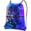 HJFCZH Blue Owl Prints Zaino con cerniera e coulisse, ultra resistente, impermeabile, per viaggi e sport, leggero e pieghevole