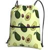YYHHAOFA Zaino con cerniera e coulisse con stampa di frutta avocado, leggero, impermeabile, con tasca frontale, per viaggi, sport e yoga