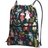WHJDPP Zaino da donna con coulisse, con stampa di balletto Schiaccianoci di Natale, leggero, impermeabile, con tasca con cerniera, per palestra, viaggi, yoga ed escursionismo