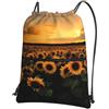 YYHHAOFA Sunflower and sunset Prints coulisse Zipper Backpack - Borsa da viaggio impermeabile da palestra con tasca frontale e organizer interno