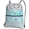 WHJDPP Zaino con cerniera e coulisse con stampa con sfondo blu glitterato - Borsa sportiva leggera impermeabile con tasca frontale e organizer interno - Ideale per viaggi, yoga ed escursionismo