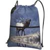 HJFCZH Bull Elk Prints, zaino con cerniera e coulisse, ultra resistente, impermeabile, per viaggi e sport, custodia leggera e pieghevole