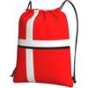YYHHAOFA Zaino con stampa della bandiera della Danimarca con coulisse e cerniera, leggero, impermeabile, con tasca frontale, per viaggi, sport e yoga