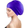 Dalephoric Cuffia Piscina Donna Capelli Lunghi, Cuffia Nuoto Silicone, Impermeabile, Elastica Comoda, Cuffie da Nuoto, Swimming Cap, per Dreadlocks, Trecce, Ricci e Afro, Viola