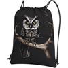YYHHAOFA Late Night Owl Prints, zaino con cerniera e coulisse, leggero, impermeabile, con tasca frontale, per viaggi, sport e yoga