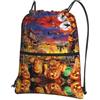 WHJDPP Zaino con cerniera e coulisse con stampa di teschio di Halloween, leggero, impermeabile, con tasca frontale e organizer interno, ideale per viaggi, yoga ed escursioni