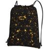 WHJDPP Zainetto con cerniera e coulisse con stampe dorate e nere, leggero, impermeabile, con tasca frontale e organizer interno, ideale per viaggi, yoga ed escursioni