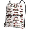 YYHHAOFA Salmon Prints, zaino con coulisse e cerniera, leggero, impermeabile, con tasca frontale, per viaggi, sport e yoga