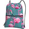 YYHHAOFA Uno stormo di fenicotteri Stampe Coulisse Zip Zaino - Borsa da viaggio impermeabile da palestra con tasca frontale e organizer interno