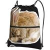 YYHHAOFA Cry Rabbit Prints, zaino con coulisse e cerniera, leggero, impermeabile, con tasca frontale, per viaggi, sport e yoga