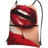 HJFCZH Red Lips Prints, zaino con cerniera e coulisse, ultra resistente, impermeabile, per viaggi e sport, custodia leggera e pieghevole