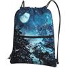 YYHHAOFA Blue Moon Prints, zaino con coulisse e cerniera, leggero, impermeabile, con tasca frontale, per viaggi, sport e yoga