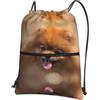 WHJDPP Zaino con cerniera e coulisse con stampa gialla pomerania, leggero, impermeabile, con tasca frontale e organizer interno, ideale per viaggi, yoga ed escursionismo