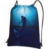 WHJDPP Zaino con cerniera e coulisse con stampa di sirena, leggero, impermeabile, con tasca frontale e organizer interno, ideale per viaggi, yoga ed escursioni