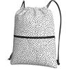 YYHHAOFA Zaino con cerniera e coulisse con stampa a pois bianchi e neri - Borsa da palestra leggera impermeabile con tasca frontale per viaggi, sport e yoga